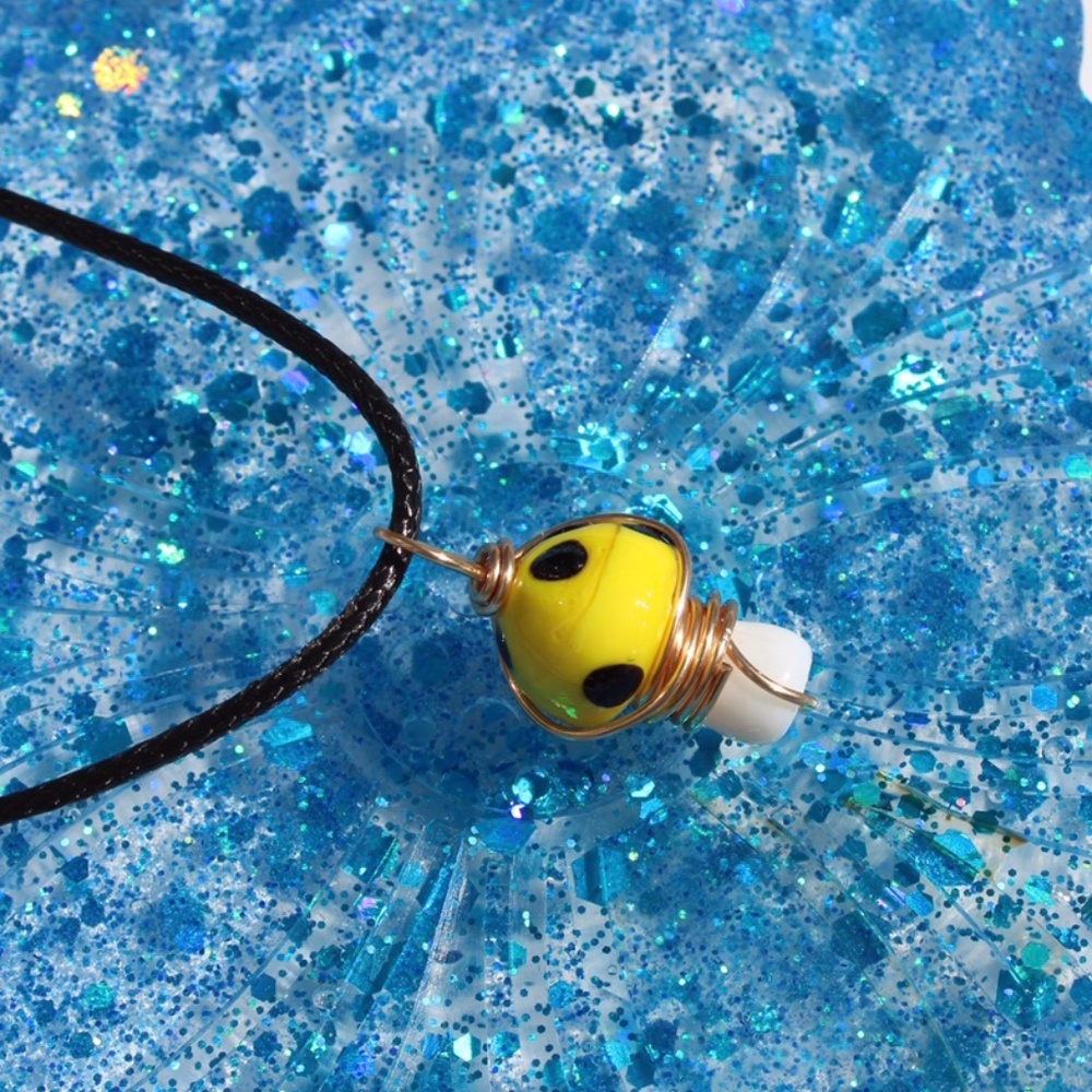 Yellow Mushroom Pendant Necklace